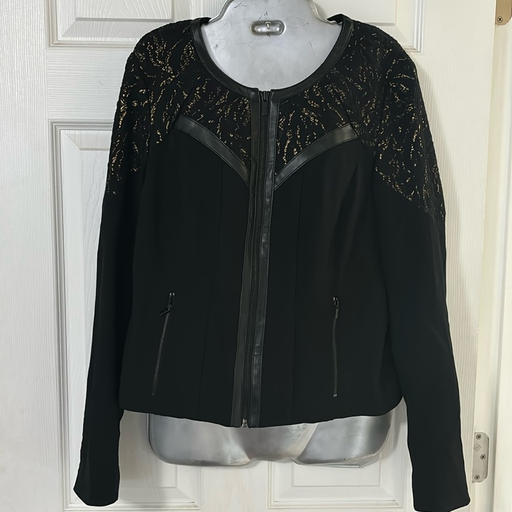 CACHE NWT Black with lace detail jacket sz 12